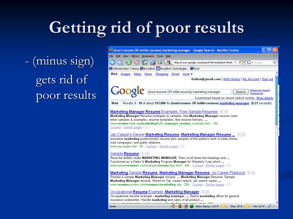 9 getting rid of poor results minus sign gets rid of poor results