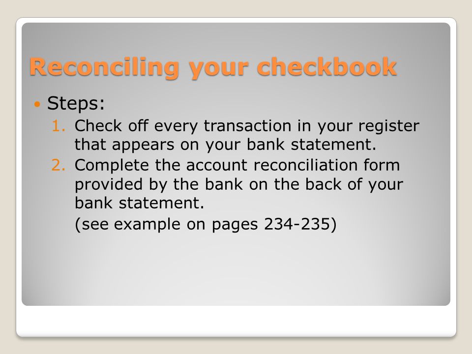 banking services 7 3 balance your checkbook goals identify