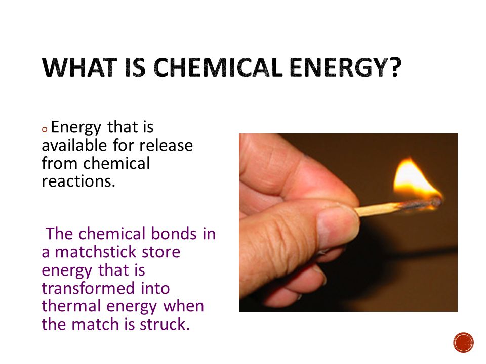 o Energy that is available for release from chemical reactions.
