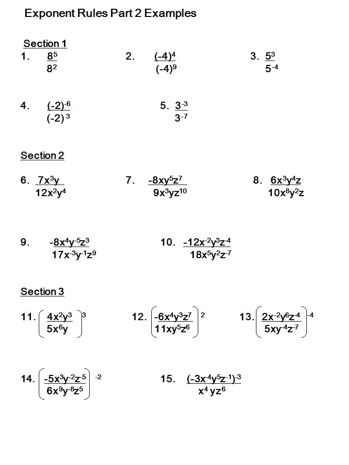 Exponent Rules Part 2 Examples Section 4 4 2 2