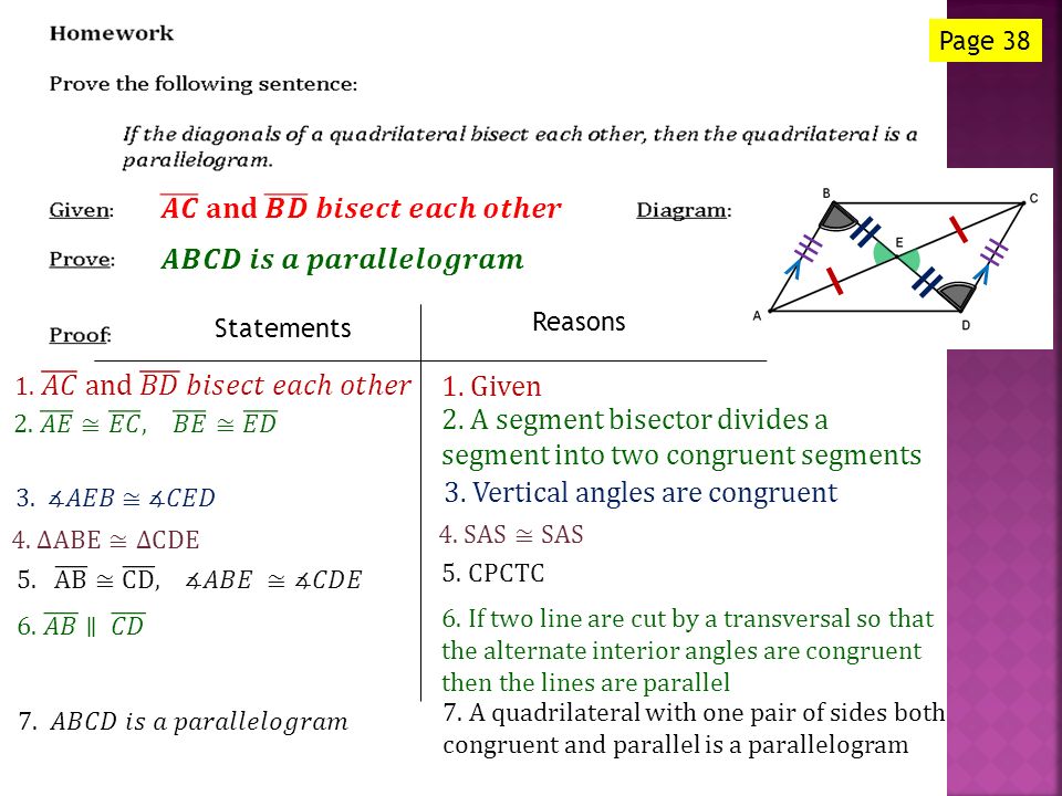 Statements Reasons Page Given 2 A Segment Bisector Divides