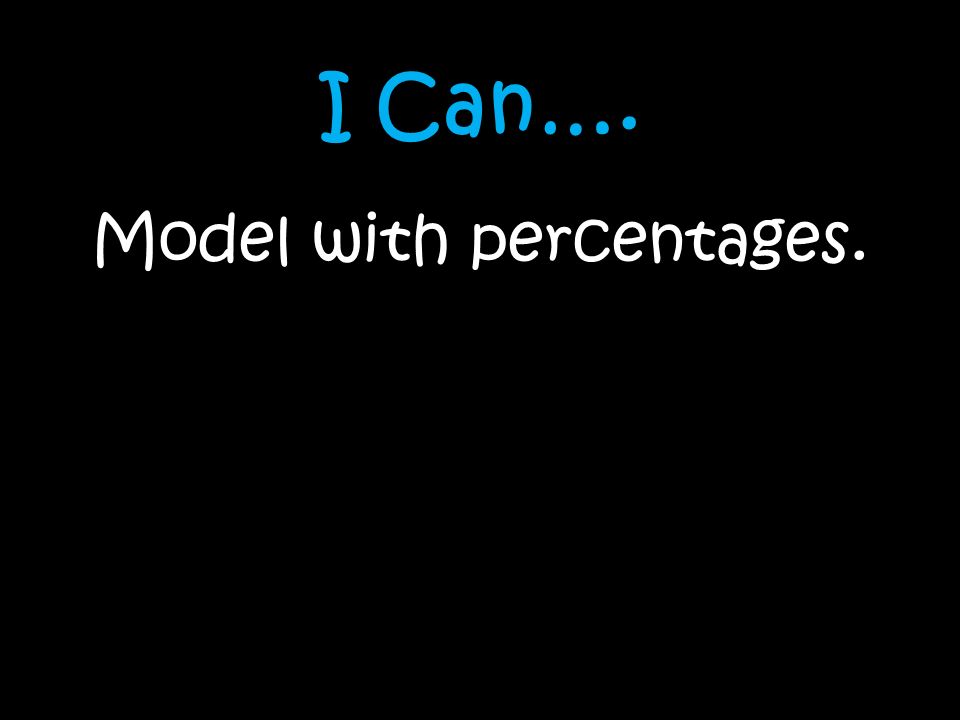 I Can…. Model with percentages.