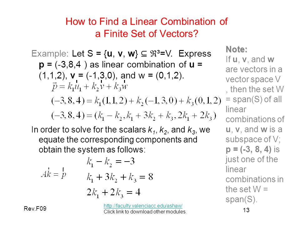 1 Mac 2103 Module 8 General Vector Spaces I 2 Rev F09 Learning Objectives Upon Completing This Module You Should Be Able To 1 Recognize From The Standard Ppt Download