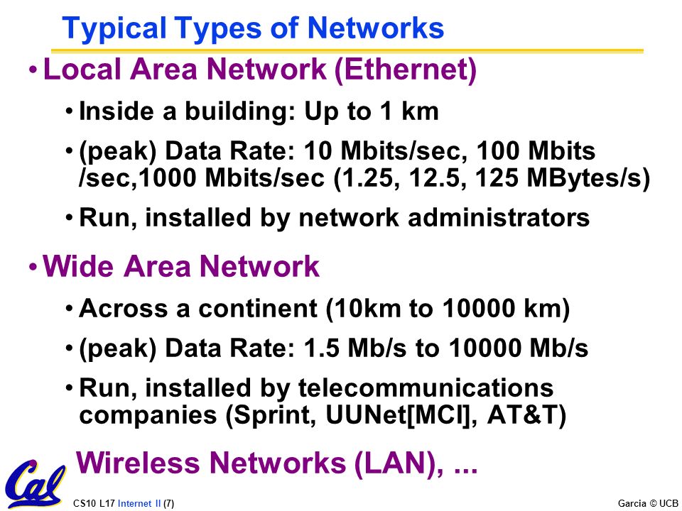 CS10 L17 Internet II (6) Garcia © UCB What makes networks work.