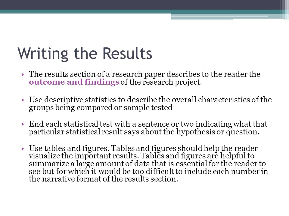 writing the results section of a research paper