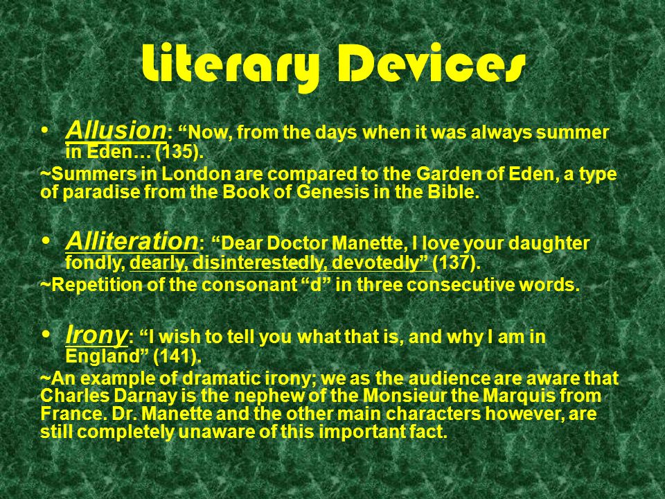 Summary Literary Devices Allusion Now From The Days When It