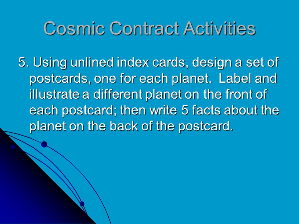 Cosmic Contract Activities 5.