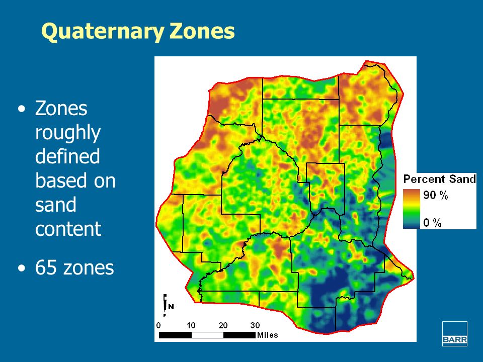 Quaternary Zones Zones roughly defined based on sand content 65 zones
