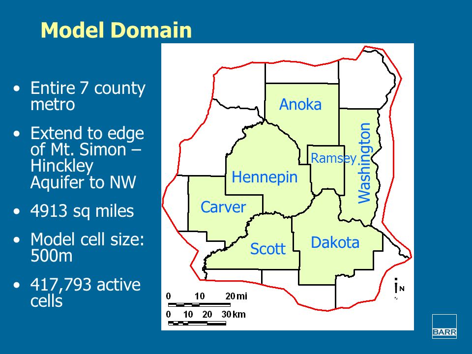 Model Domain Entire 7 county metro Extend to edge of Mt.