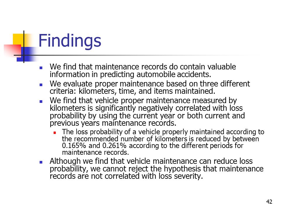 1 can vehicle maintenance records predict automobile accidents shyi