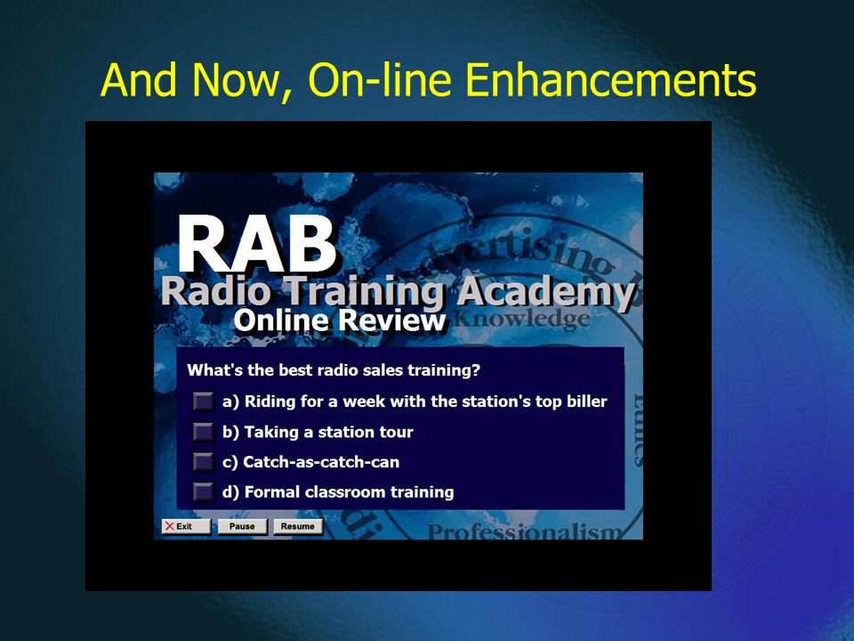 Helping Your Members' Sellers Write More And Larger Orders Sooner: The Case  For Using The RAB's “Radio Training Academy Extension Sessions,”  “Certification. - ppt download