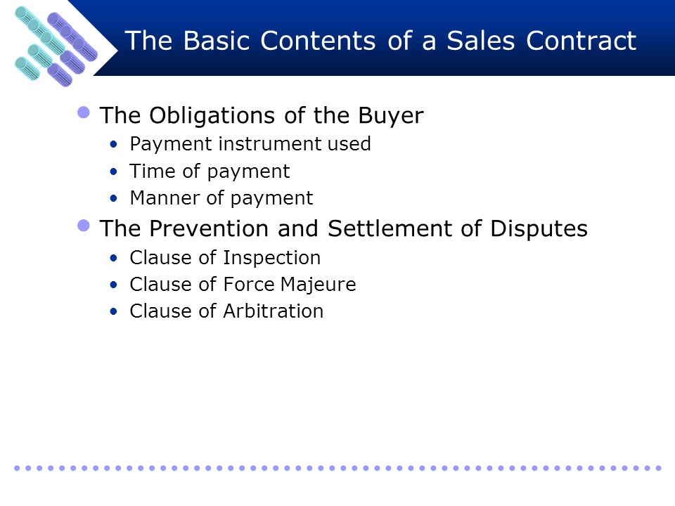 practice of international trade subject matter of the contract