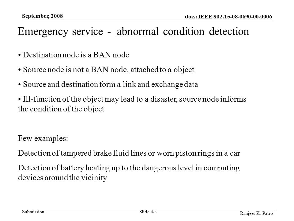 doc.: IEEE Submission September, 2008 Ranjeet K.