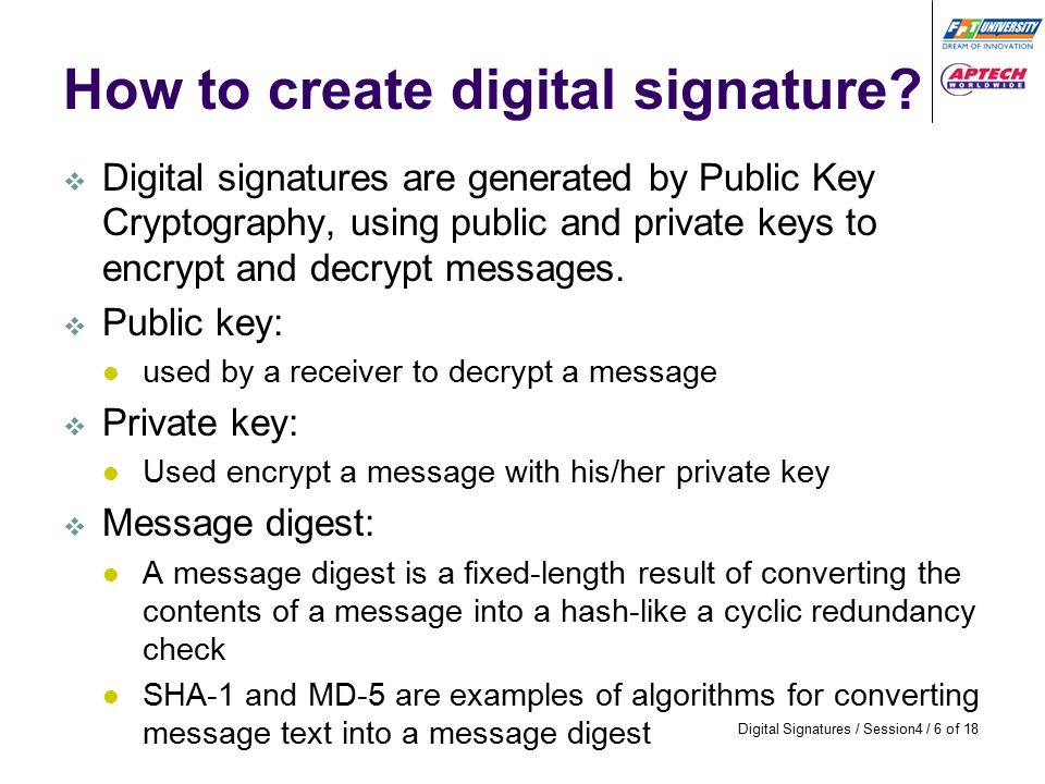 which key is used to create a digital signature