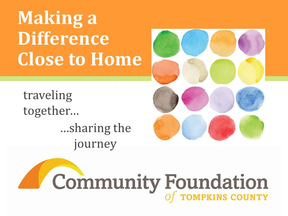 Making a Difference Close to Home ] traveling together… …sharing the journey
