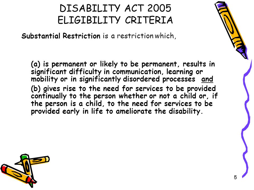 1 assessing your childs needs disability act 2005 part ppt disability act 2005