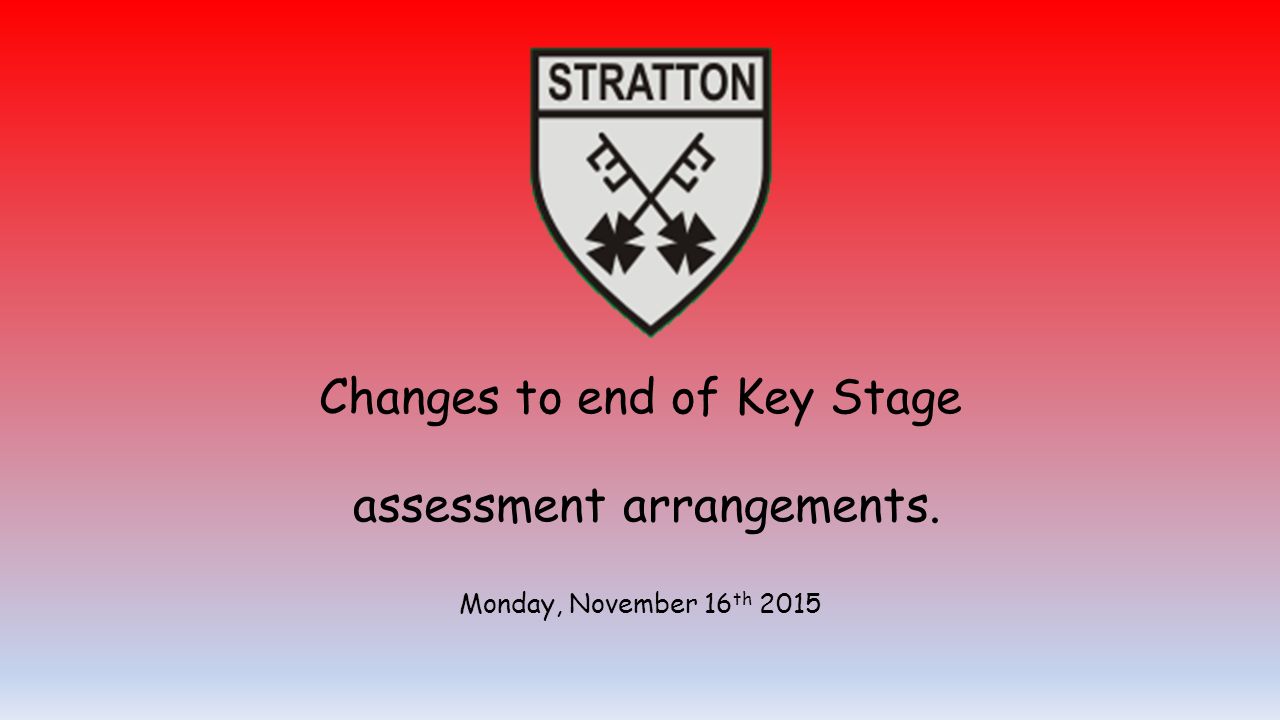Changes to end of Key Stage assessment arrangements. Monday, November 16 th 2015