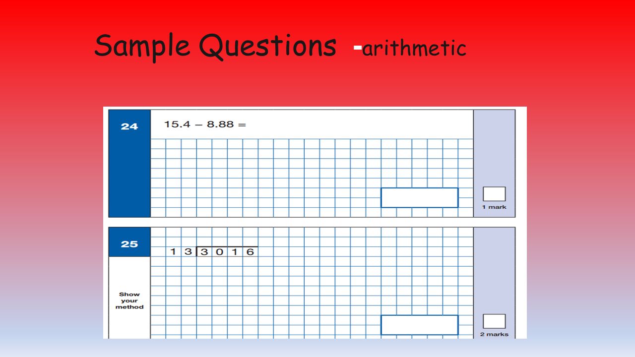 Sample Questions - arithmetic