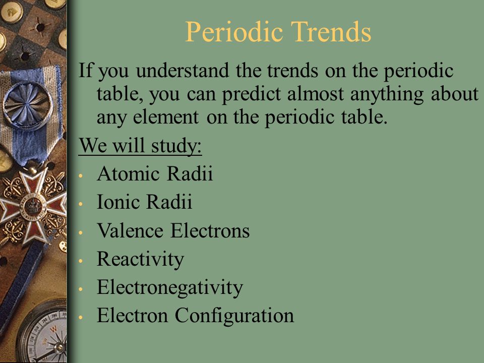 Chapter 6 The Periodic Law Ppt Download