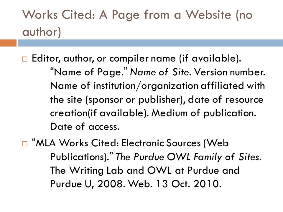 Mla work cited website deals