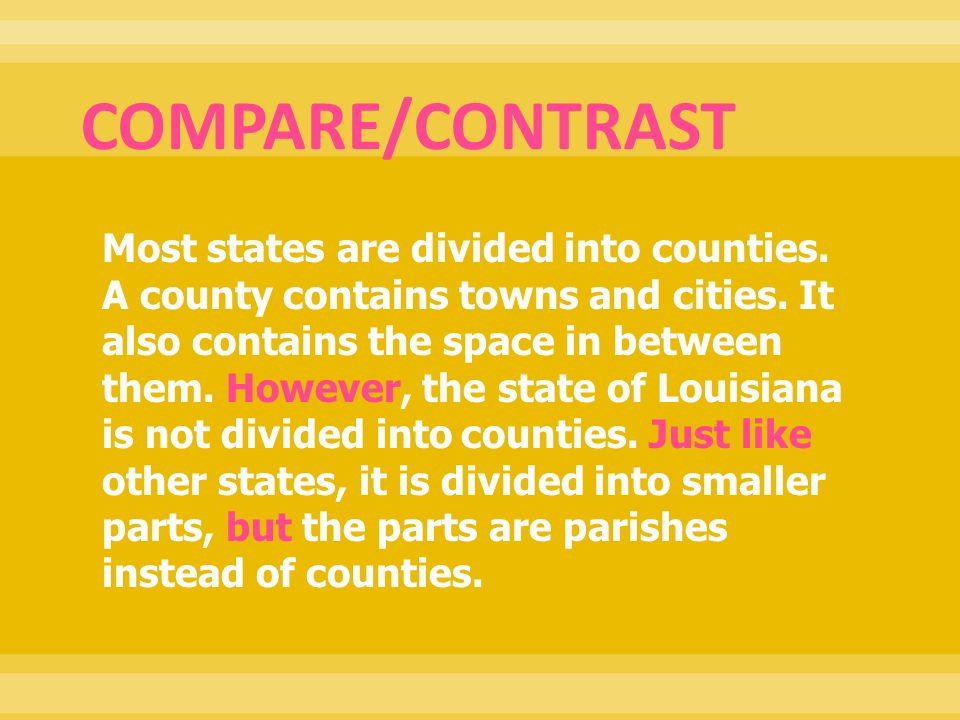 COMPARE/CONTRAST Most states are divided into counties.