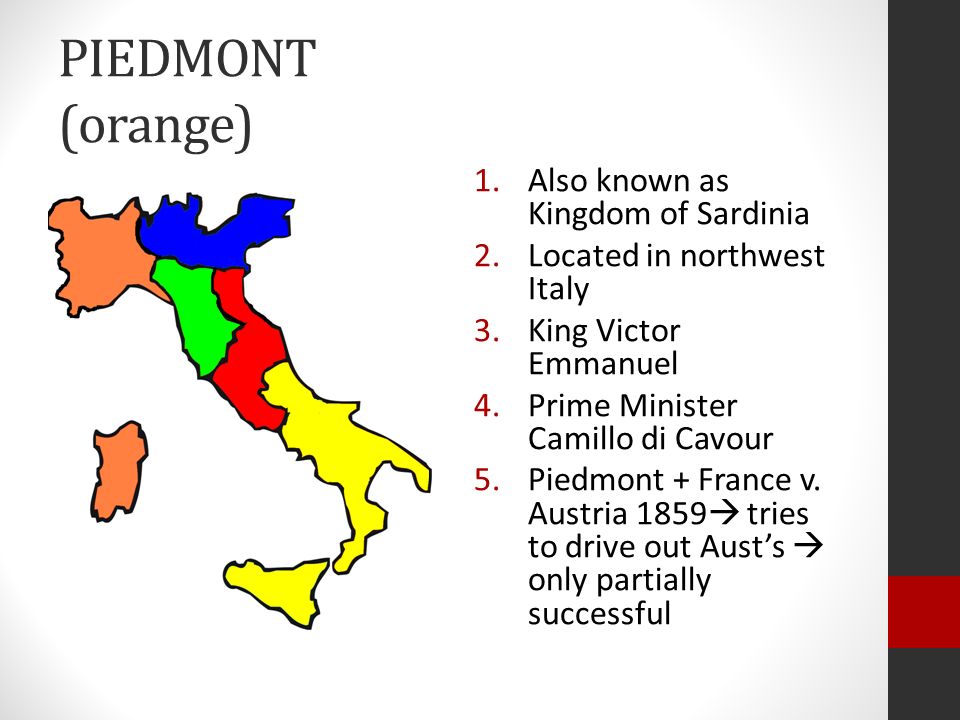 Count Camilo di Cavour. THE UNIFICATION OF ITALY The Crimean War = breakdown of the Concert of Europe  opens way for Italian and... 