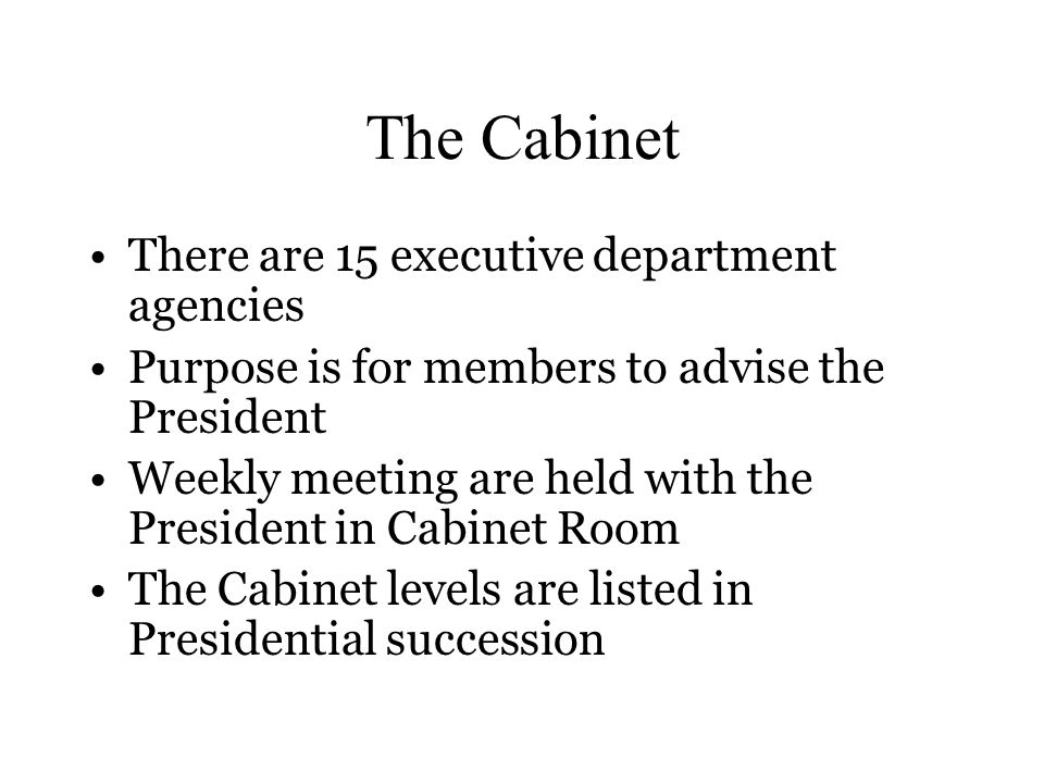 The Executive Branch The President S Cabinet The Cabinet There Are