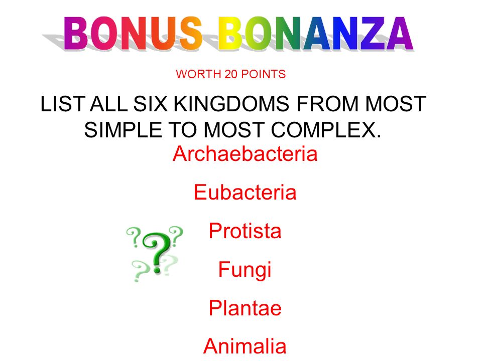 Worth 20 Points List All Six Kingdoms From Most Simple To Most Complex Worth 20 Points List All Six Kingdoms From Most Simple To Most Complex