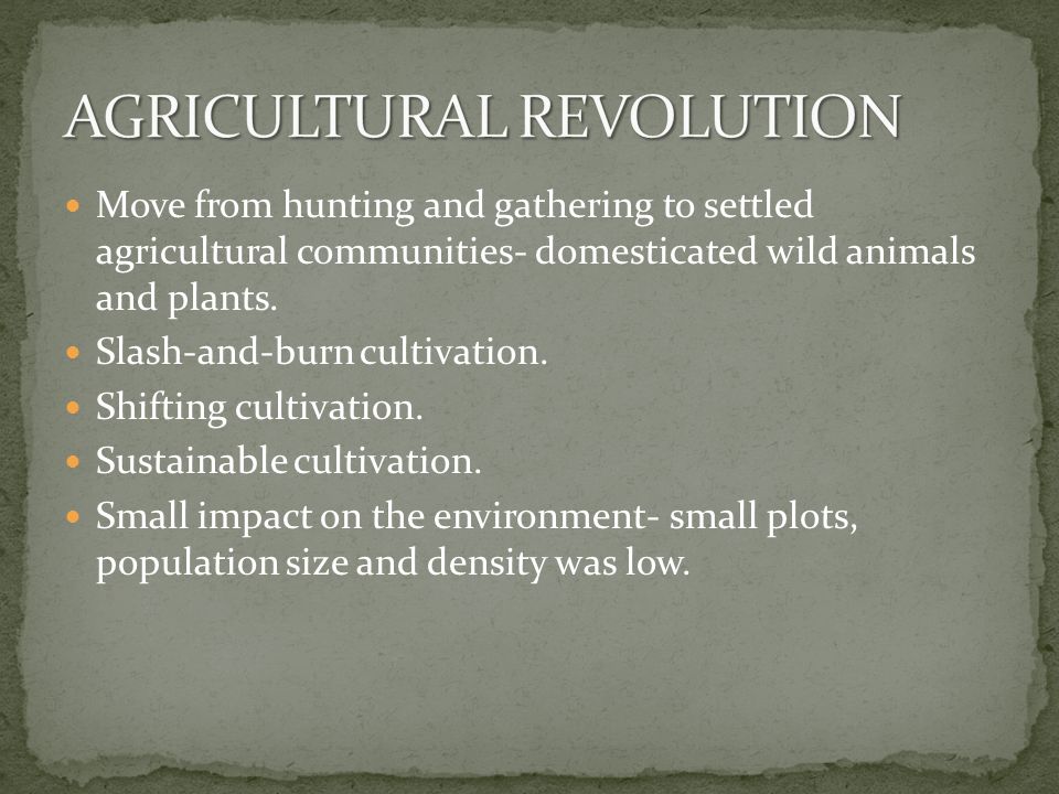 LEARNING FROM THE PAST. The Agricultural Revolution (began 10,000 ...