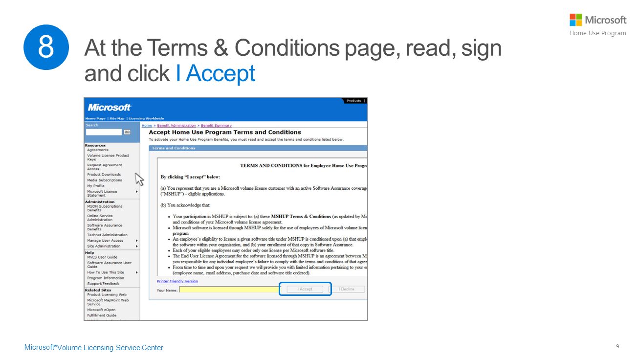 microsoft home use program terms