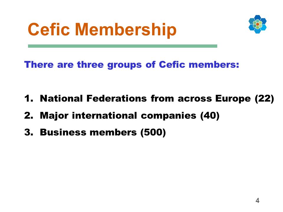 4 Cefic Membership There are three groups of Cefic members: 1.
