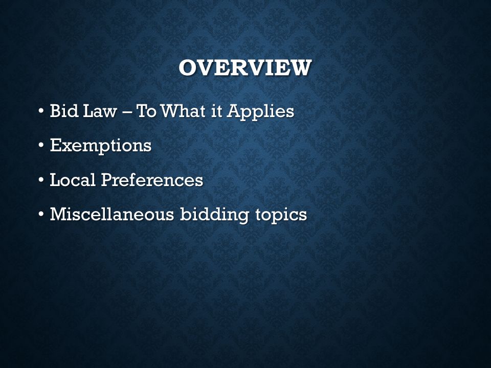 DISCUSSION OF THE ALABAMA COMPETITIVE BID LAW Presented by James Hall