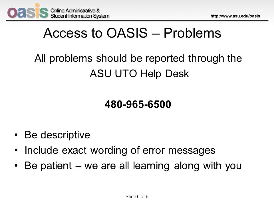 Access To Oasis Evelyn Pidgeon Oasis Security Administrator Ppt