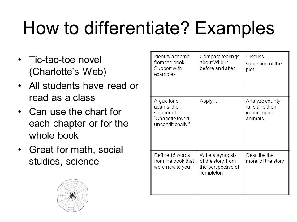 Tic-Tac-Toe in Differentiated Instruction