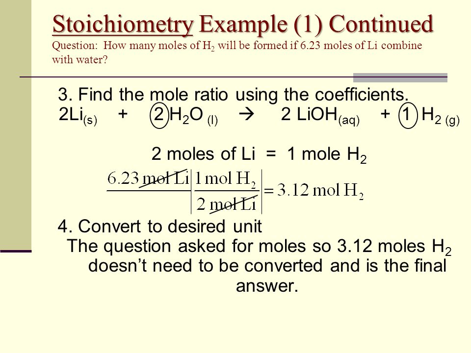 Stoichiometry Example (1) Continued Stoichiometry Example (1) Continued Que...