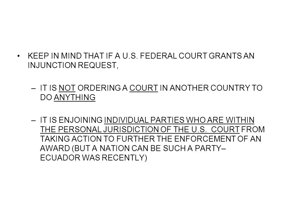 UNITED STATES FEDERAL COURTS: INJUNCTIONS AGAINST SUIT IN A FOREIGN ...