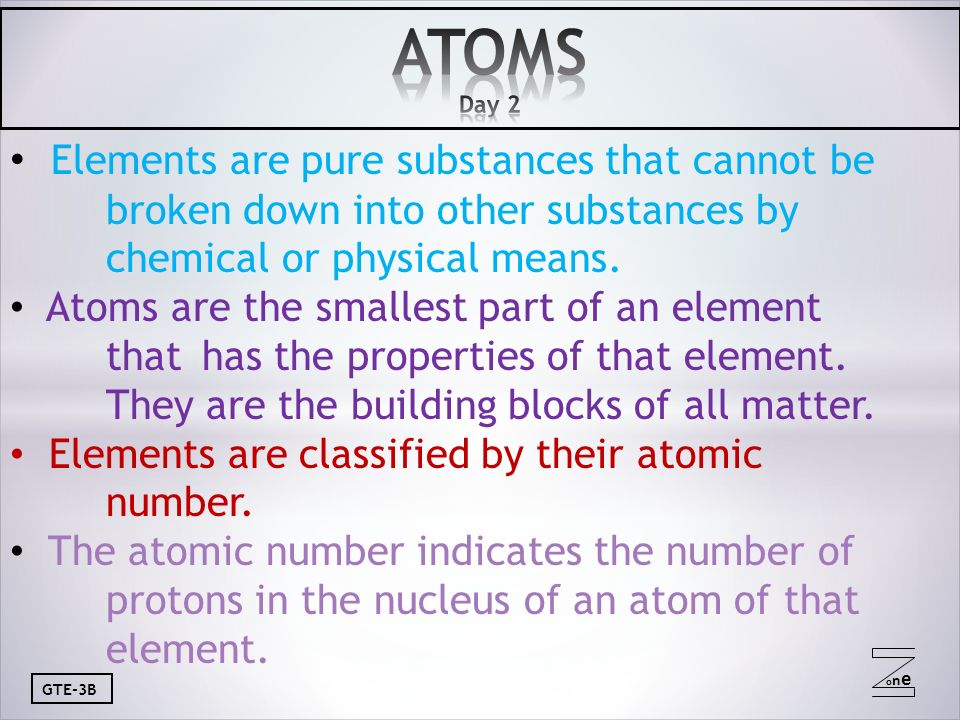 Oneone GTE-3B Objective: To identify the particles within an atom in ...