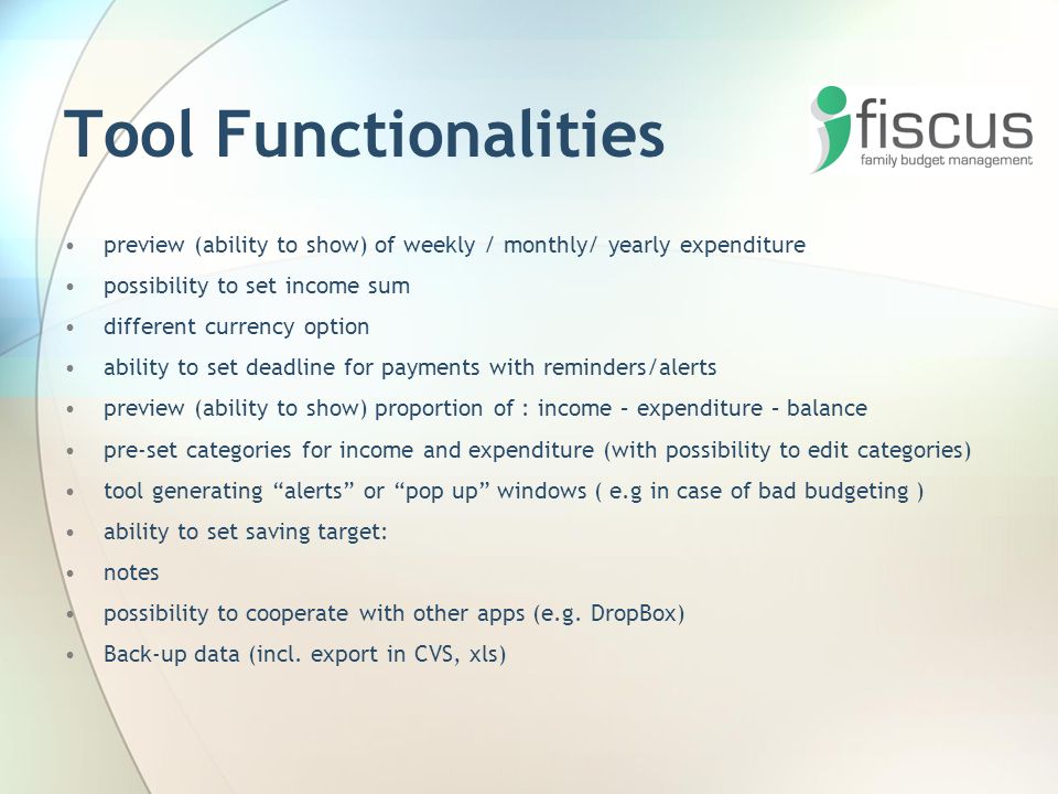 web tool development ifamily budget management ifiscus ppt