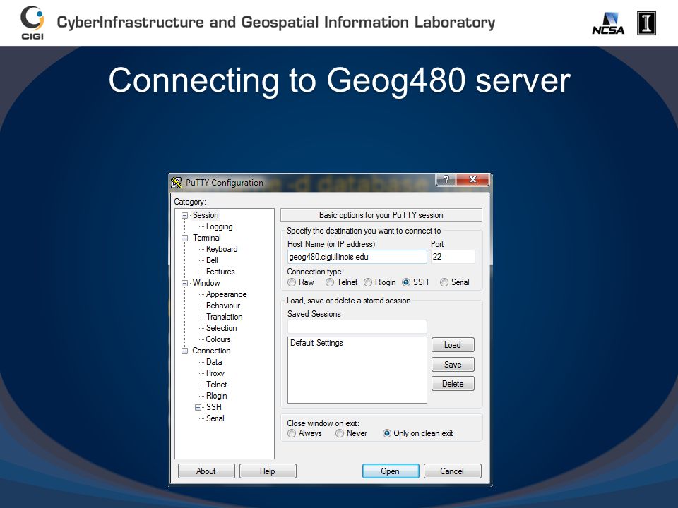 Connecting to Geog480 server