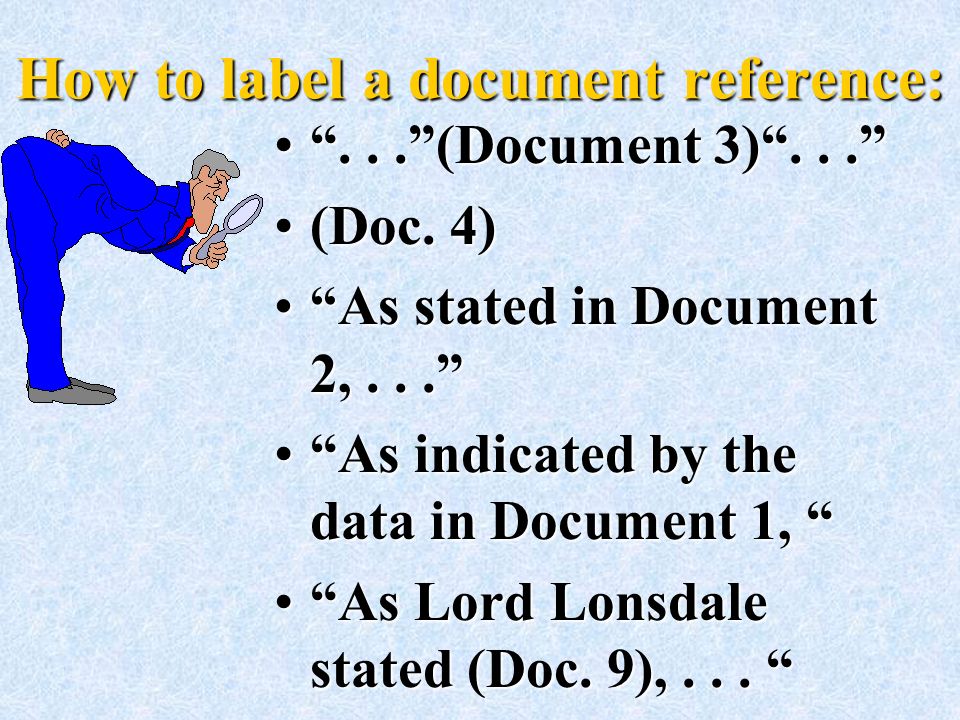 How to label a document reference: ... (Document 3) (Document 3) ... (Doc.