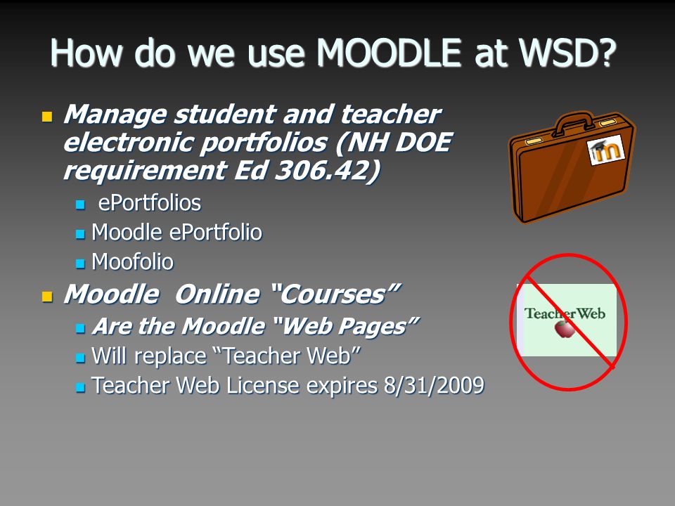 How do we use MOODLE at WSD.