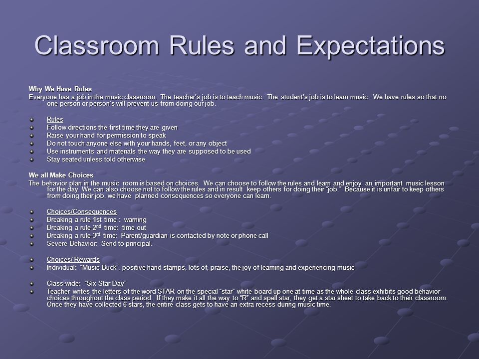 Important Music Class Information Classroom Rules and Expectations Why ...