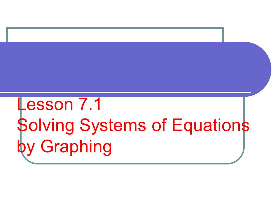 Lesson 7.1 Solving Systems of Equations by Graphing