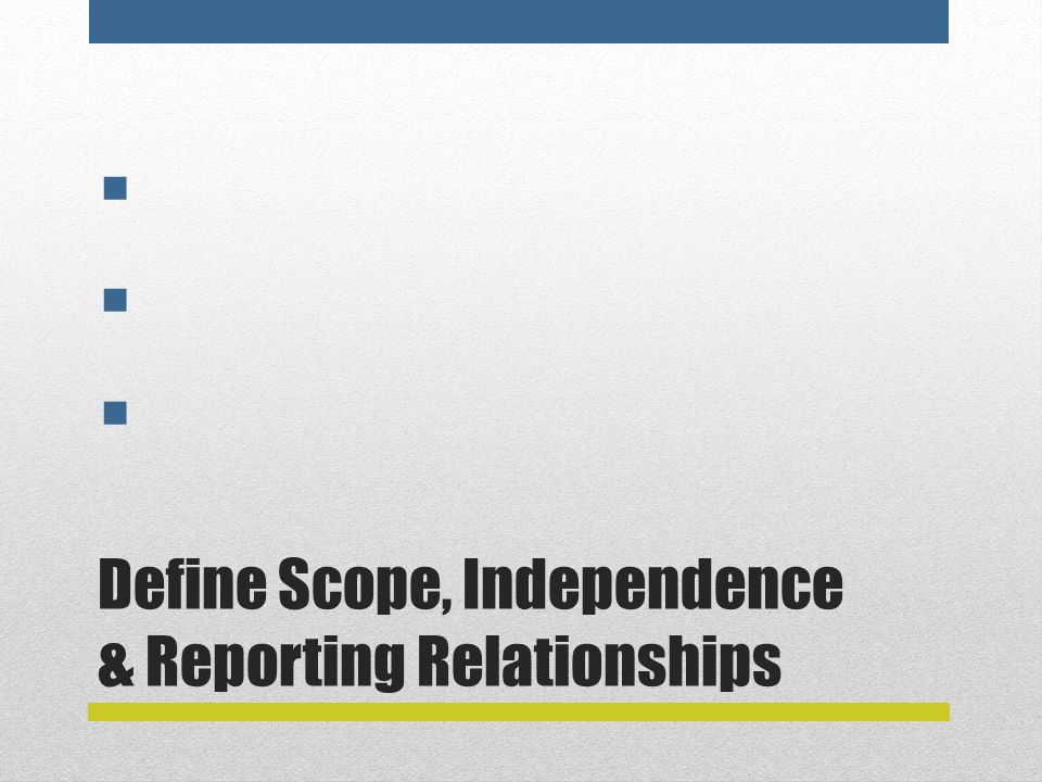 Define Scope, Independence & Reporting Relationships      