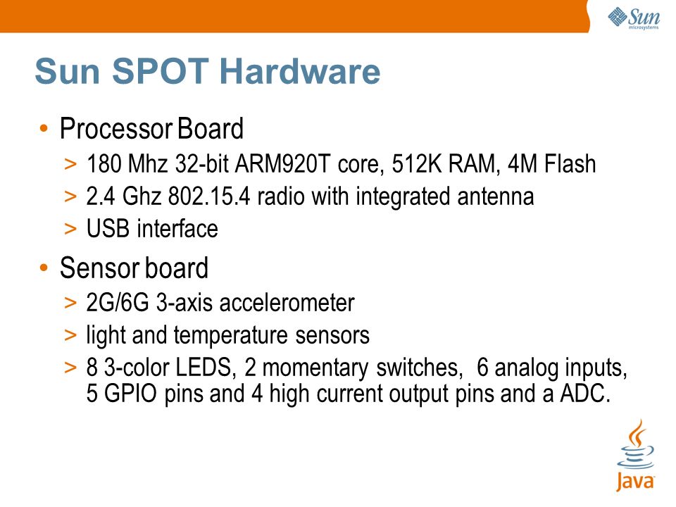 Sun Small Programmable Object Technology (Sun SPOT)‏ - ppt download