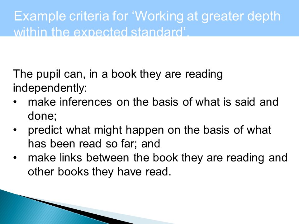 Level 1 - Maths Example criteria for ‘Working at greater depth within the expected standard’.