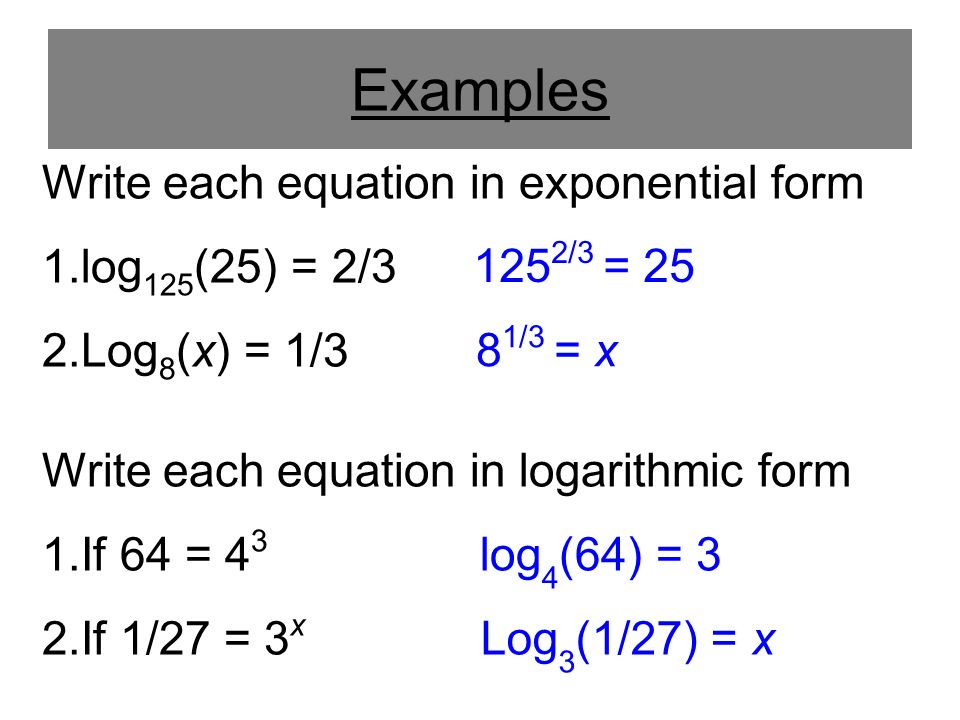 Logarithm Basics. The logarithm base a of b is the exponent you put on a to  get b: i.e. Logs give you exponents! Definition of Logarithm a > 0 and b >  - ppt download