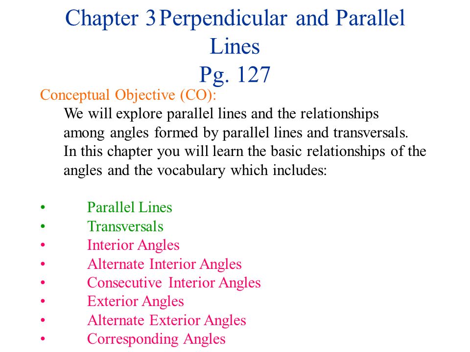 Chapter 3perpendicular And Parallel Lines Pg 127 Conceptual