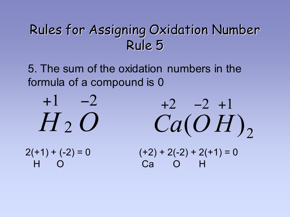 Rules for Assigning Oxidation Number Rule 5 5.