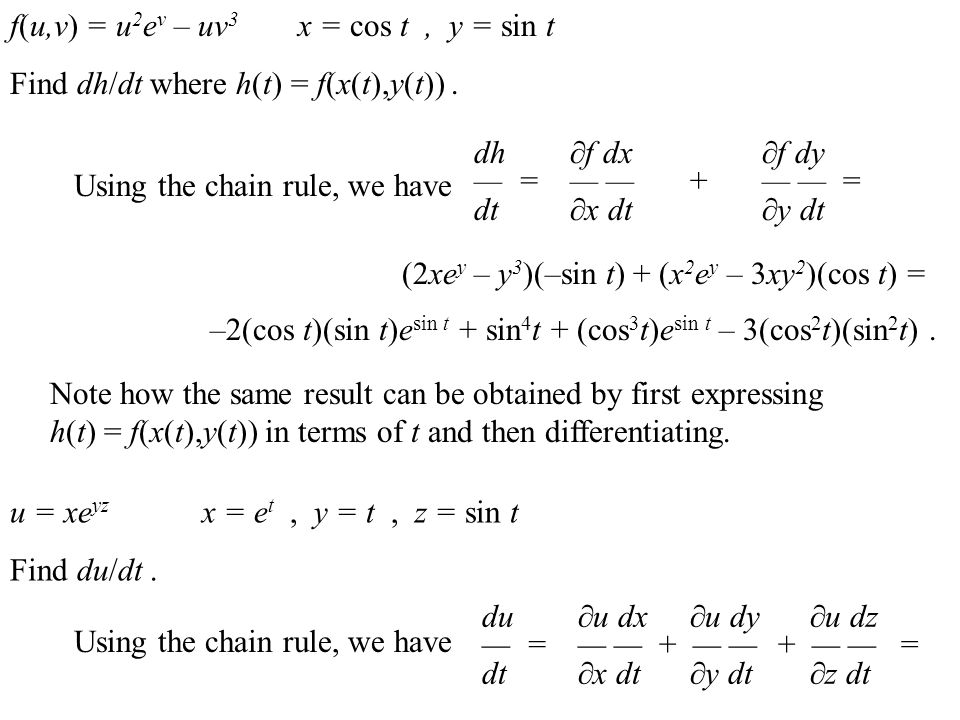 The Derivative Rules For Multivariable Functions Stated Theorem 10 On Page 151 Are Analogous To Derivative Rules From Single Variable Calculus Example Ppt Download